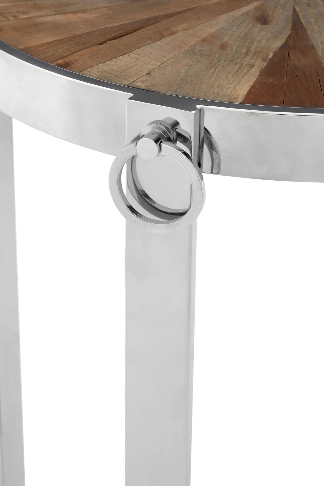 Mitra Elm Wood Side Table with Silver Finish Frame - Tables, photo 4 of 4