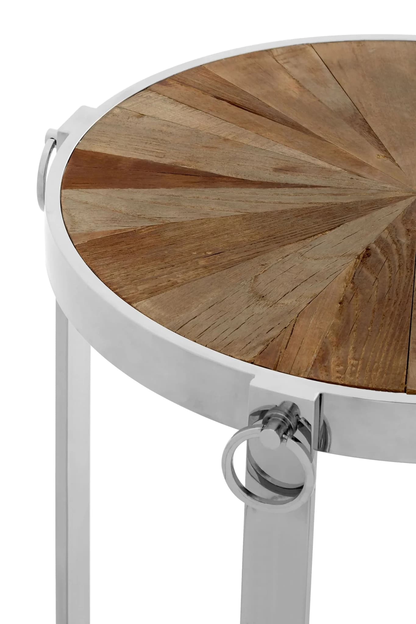Mitra Elm Wood Side Table with Silver Finish Frame - Tables, photo 3 of 4