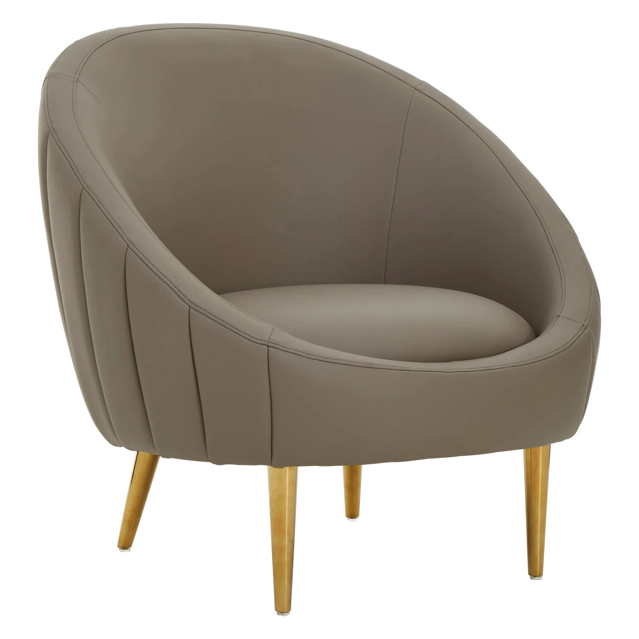 Lagero Brown Leather Effect Curved Cocoon Chair - Seating, photo 8 of 8