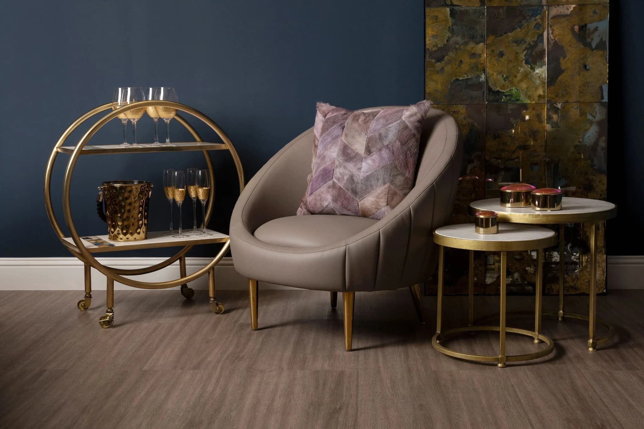Lagero Brown Leather Effect Curved Cocoon Chair - Seating, photo 4 of 8