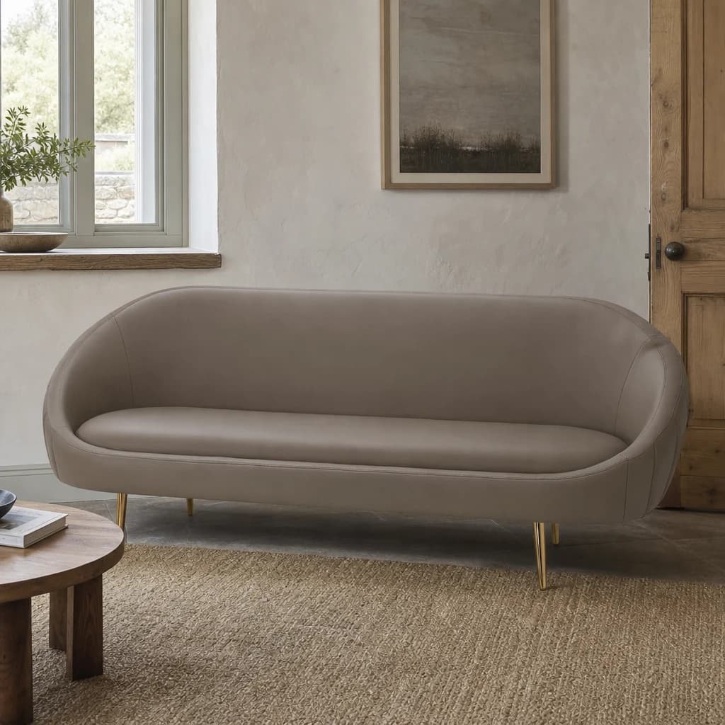 Lagero Brown Leather Effect 3 Seater Sofa - Seating, photo 1 of 7
