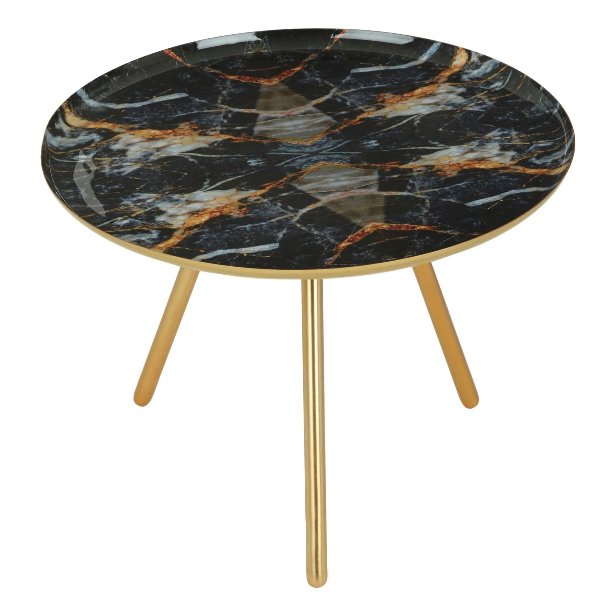 Marlox Marble Design Round Side Table with Gold Legs - Tables, photo 2 of 4