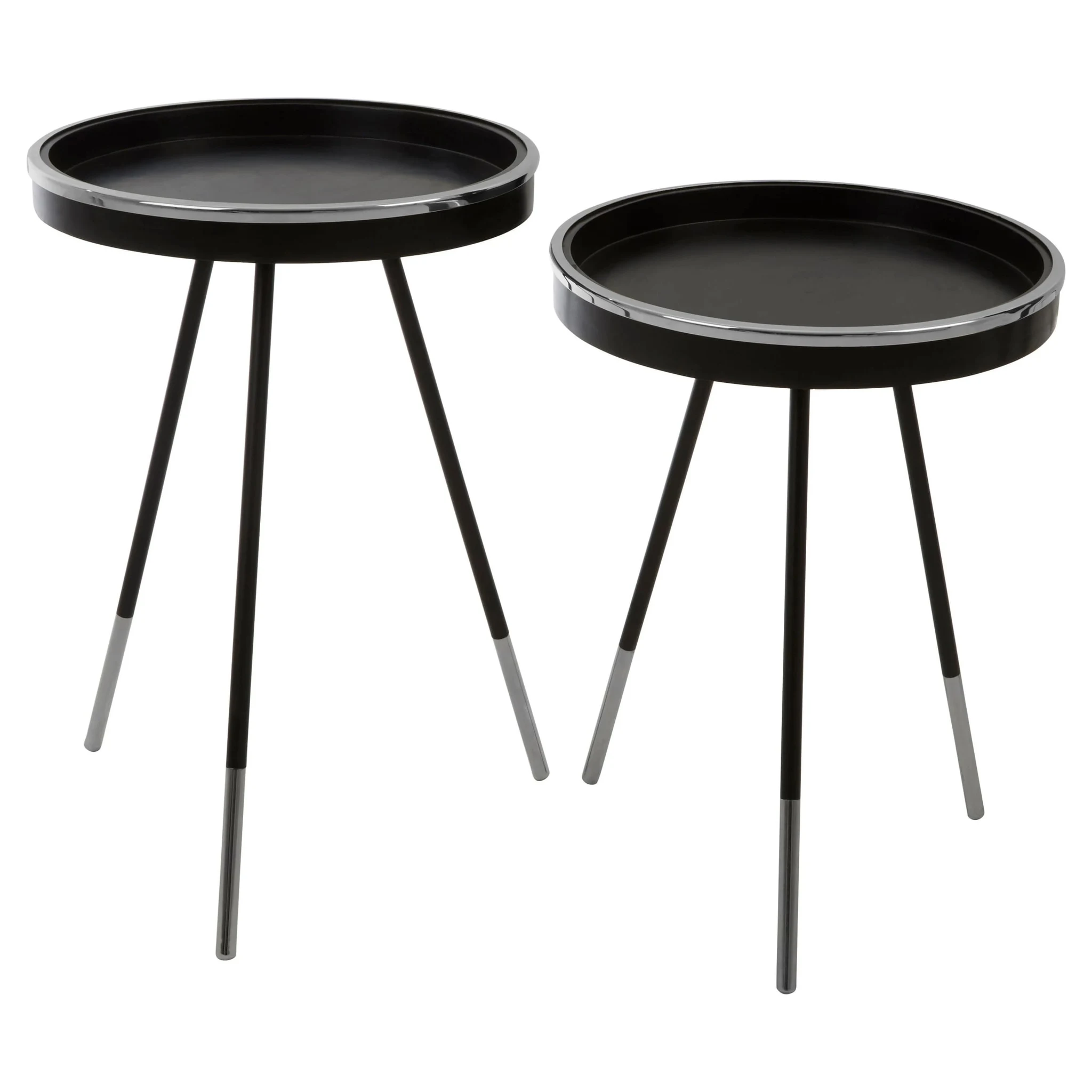 Halle Black and Silver Set Of 2 Side Tables - Tables, photo 3 of 5