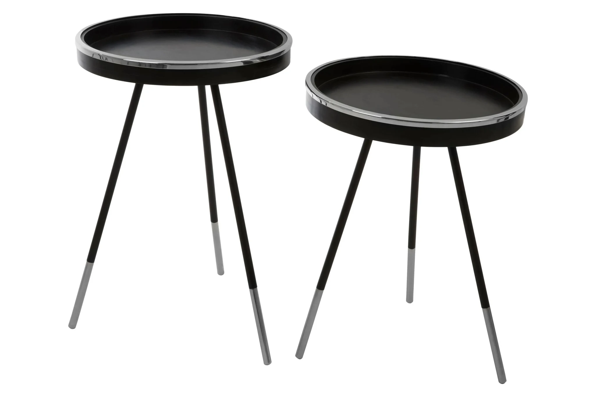 Halle Black and Silver Set Of 2 Side Tables - Tables, photo 2 of 5