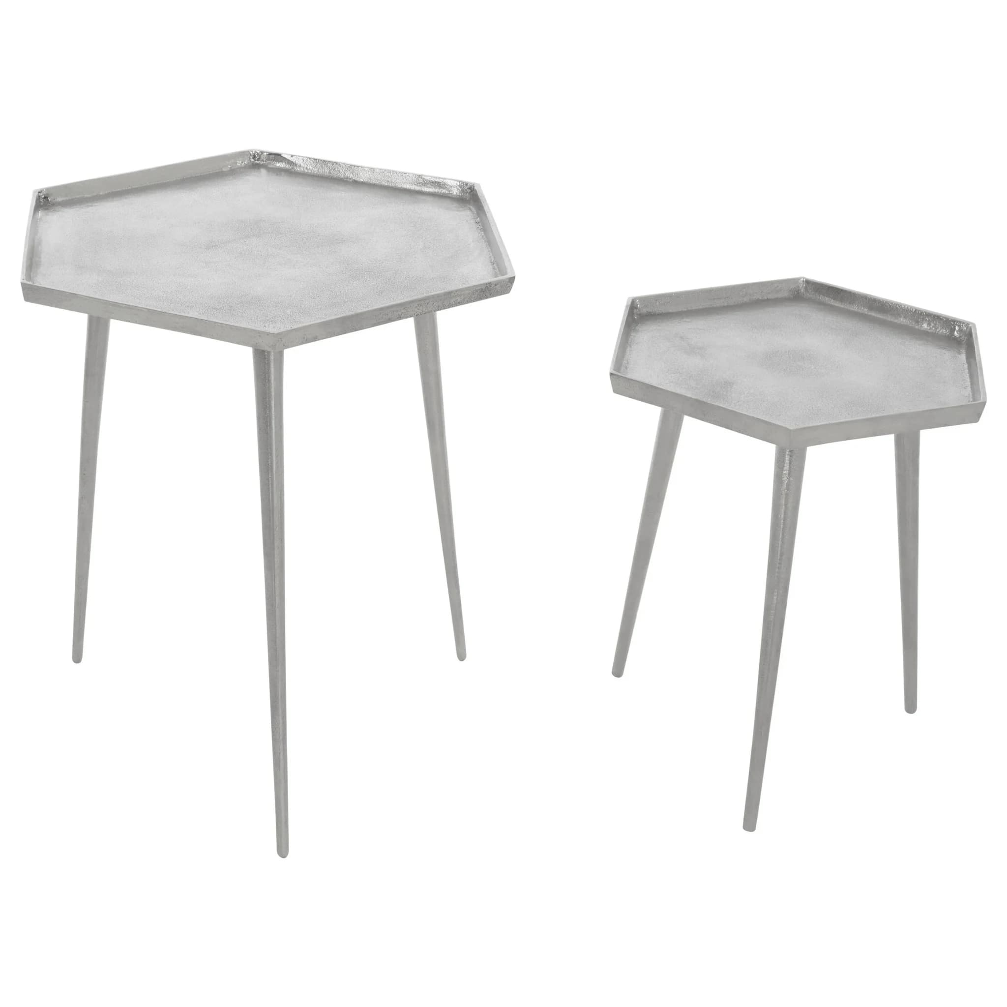 Halle Silver Set Of 2 Hexagonal Side Tables - Tables, photo 4 of 6
