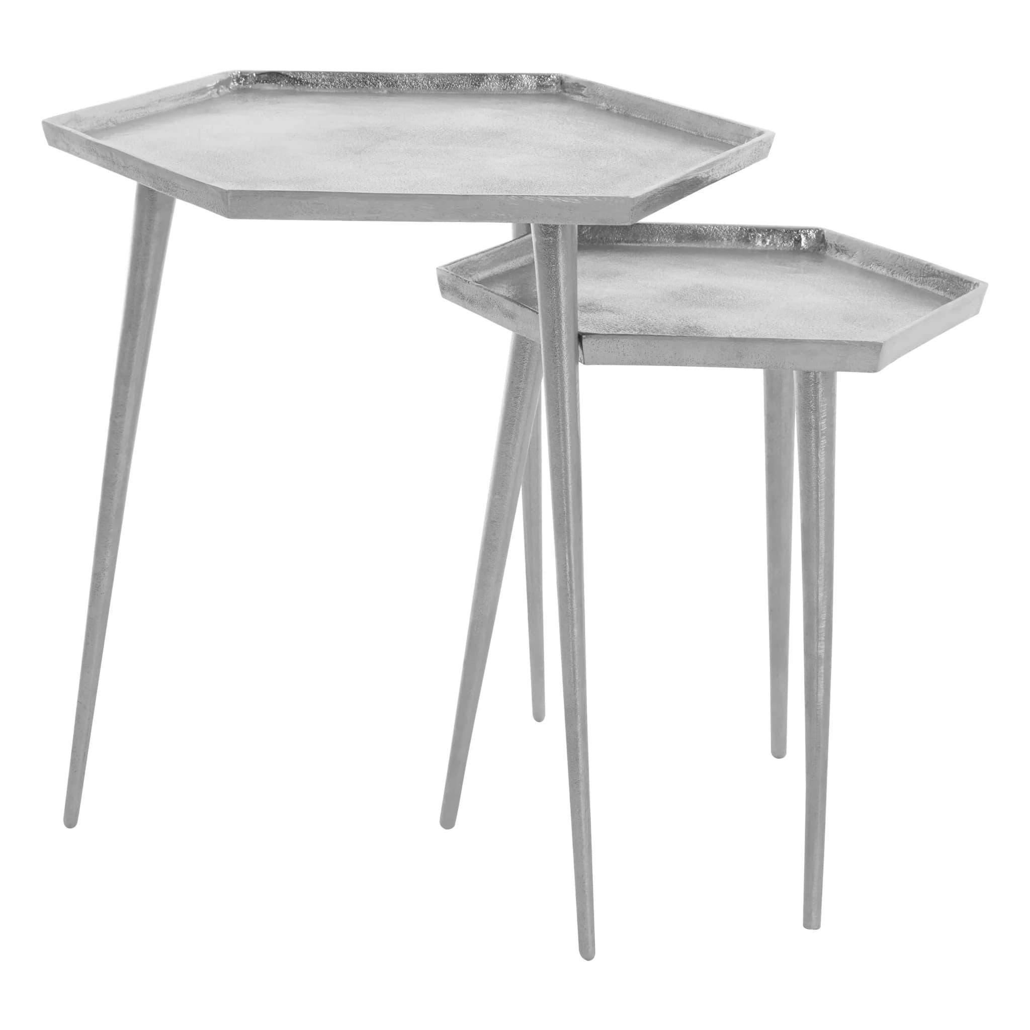 Halle Silver Set Of 2 Hexagonal Side Tables - Tables, photo 3 of 6