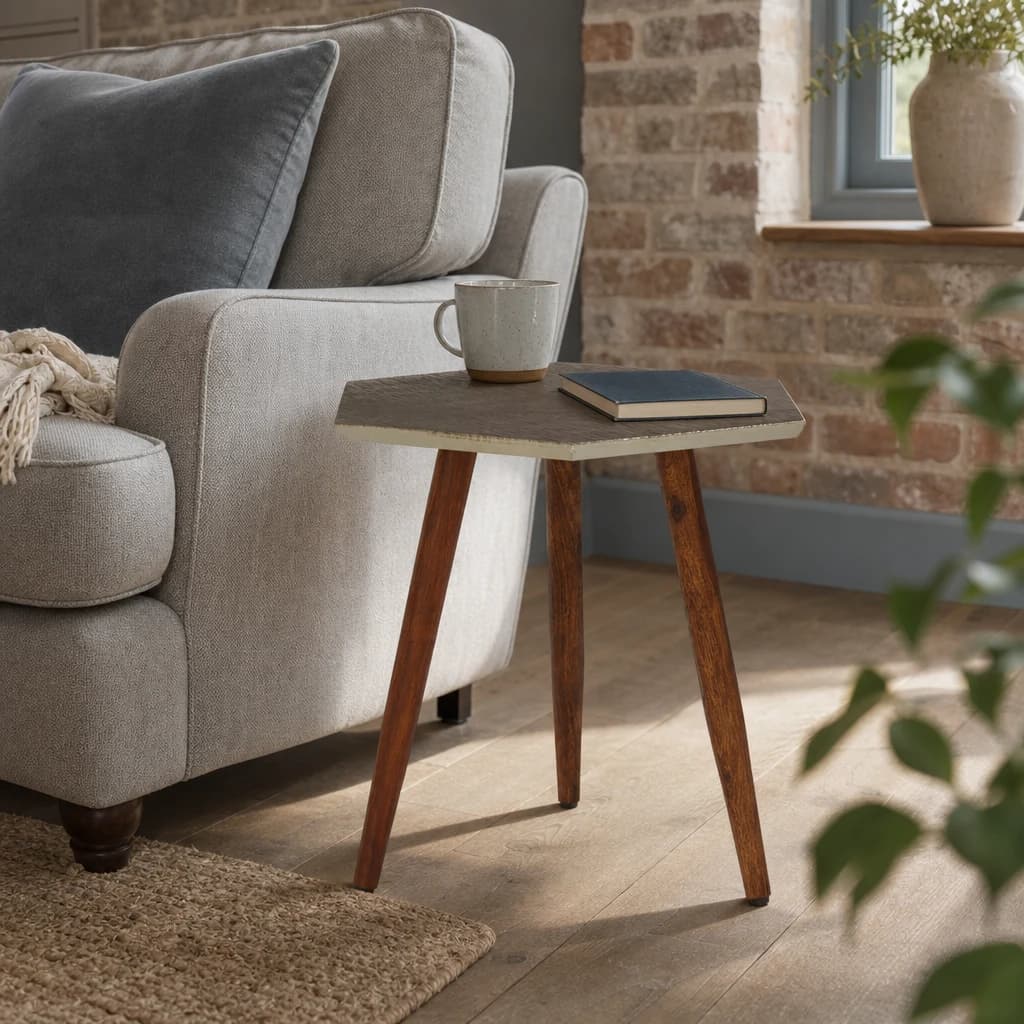 Boho Hexagonal Wooden Side Table - Tables, photo 1 of 6