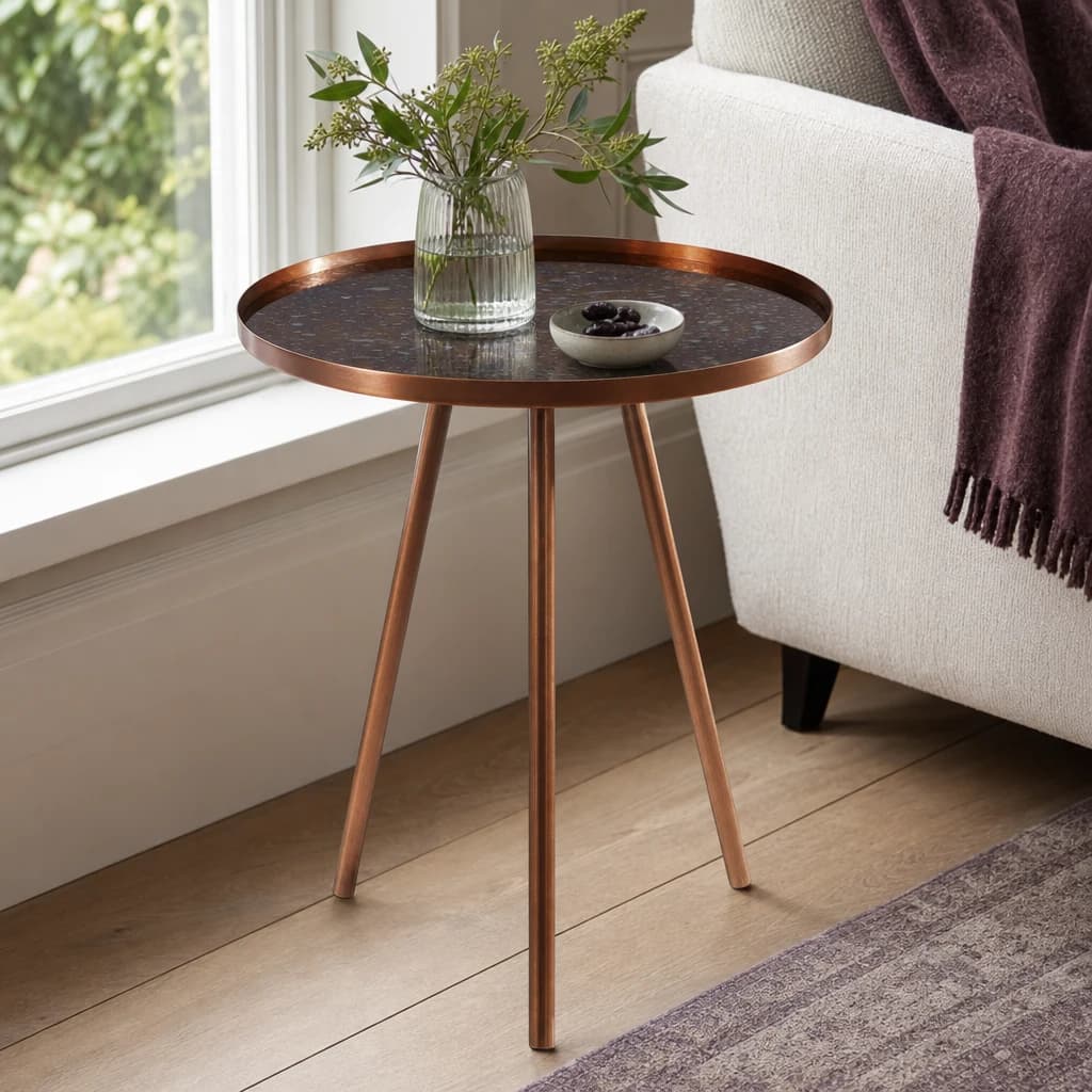 Corra Matte Copper Finish Side Table - Tables, photo 1 of 3