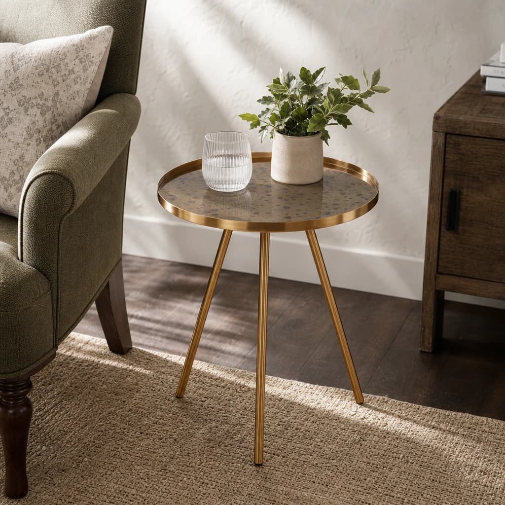 Corra Gold Finish Side Table - Tables, photo 1 of 3