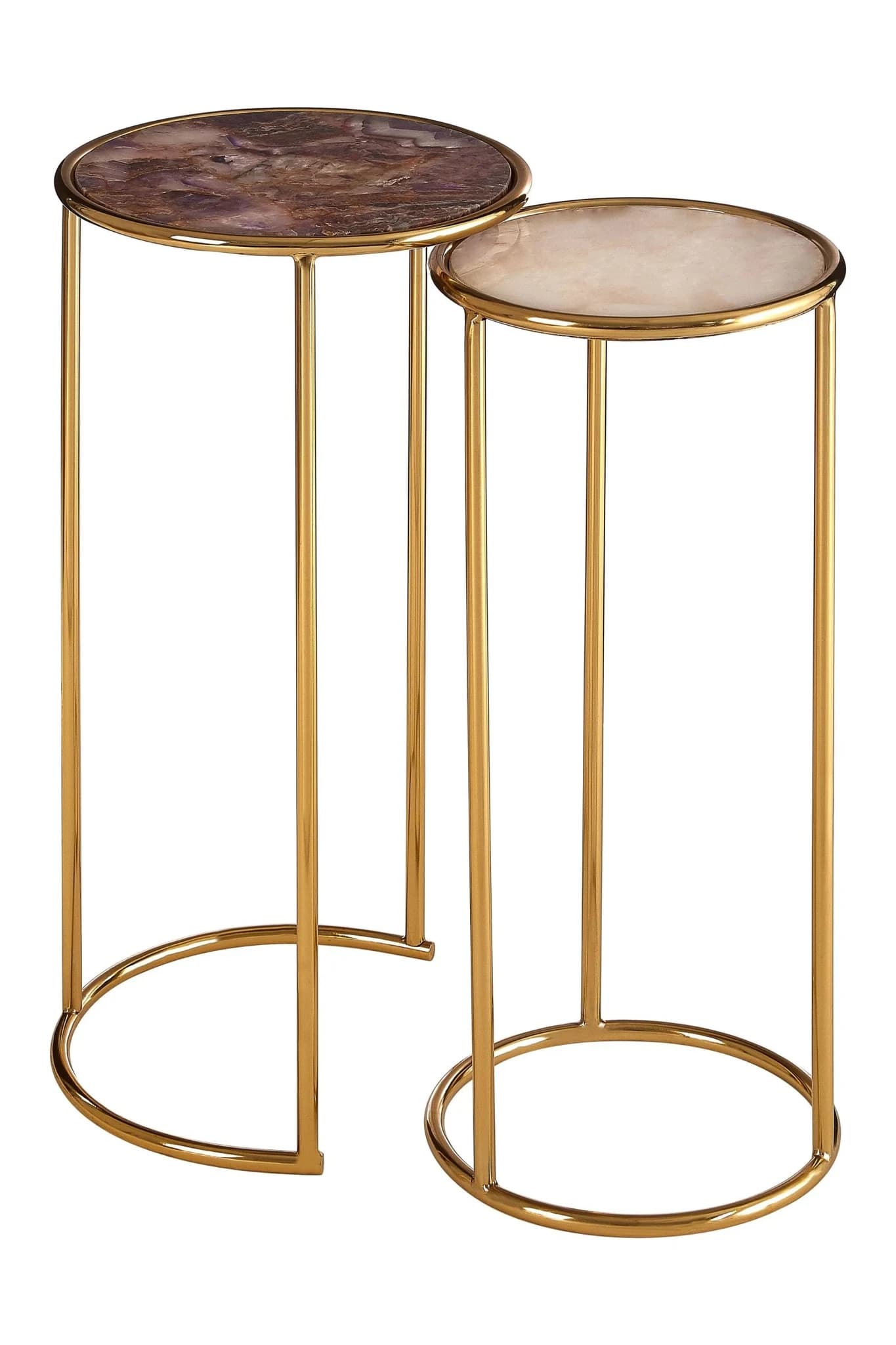 Vita Amethyst Top Set Of 2 Nesting Tall Round Side Tables - Tables, photo 4 of 5