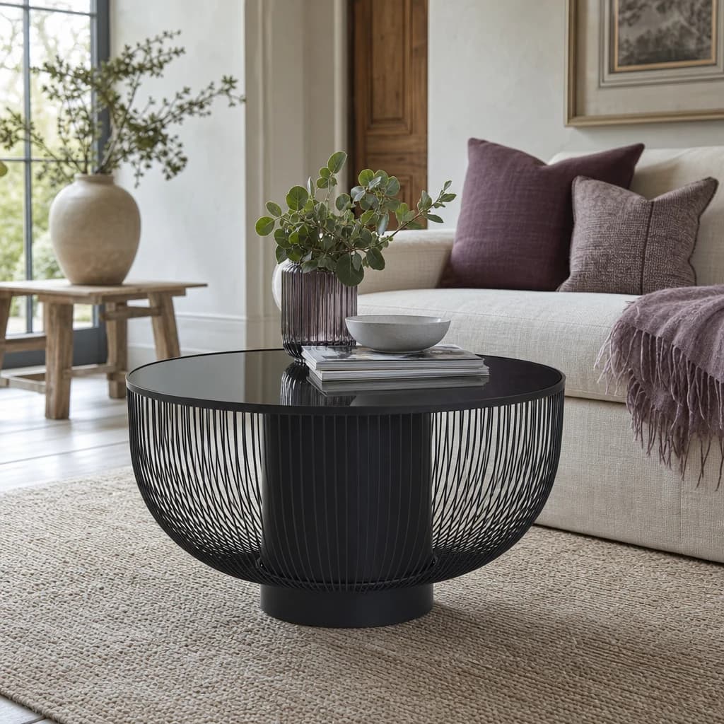 Trento Coffee Table with Black Glass Top - Tables, photo 1 of 8