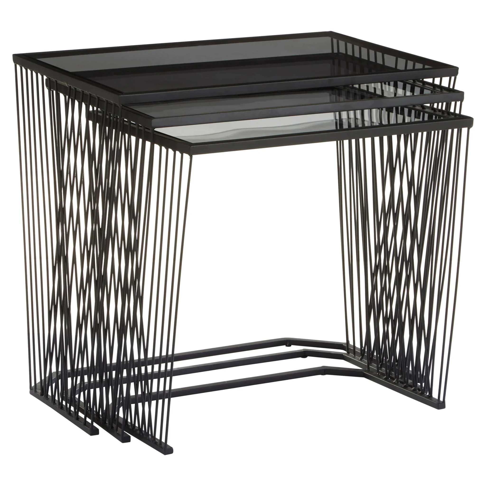 Trento Black Set Of 3 Nesting Side Tables - Tables, photo 6 of 8