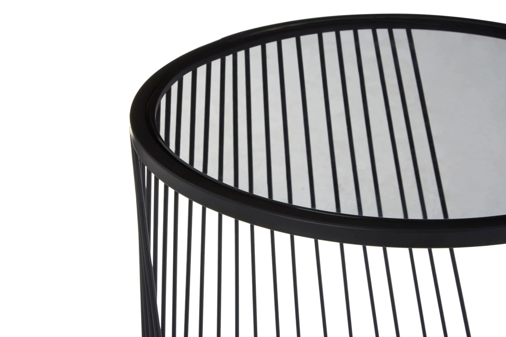 Trento Black Set of 2 Round Side Tables with Glass Tops - Tables, photo 8 of 8