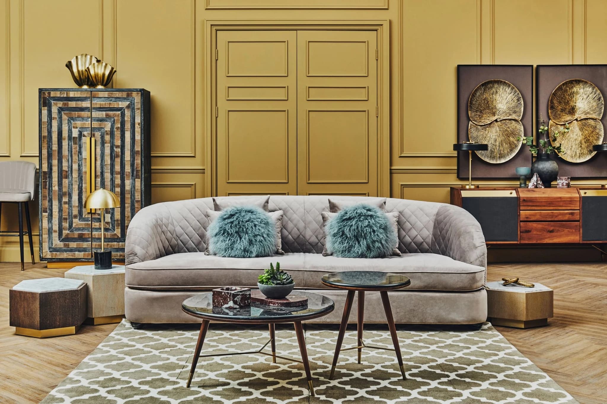 Fiji Three Seat Grey Cotton Velvet Sofa - Seating, photo 7 of 8