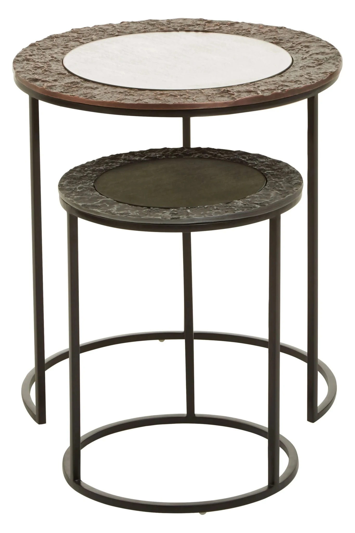 Akola Antique Finish Set Of 2 Round Nesting Tables - Tables, photo 4 of 8