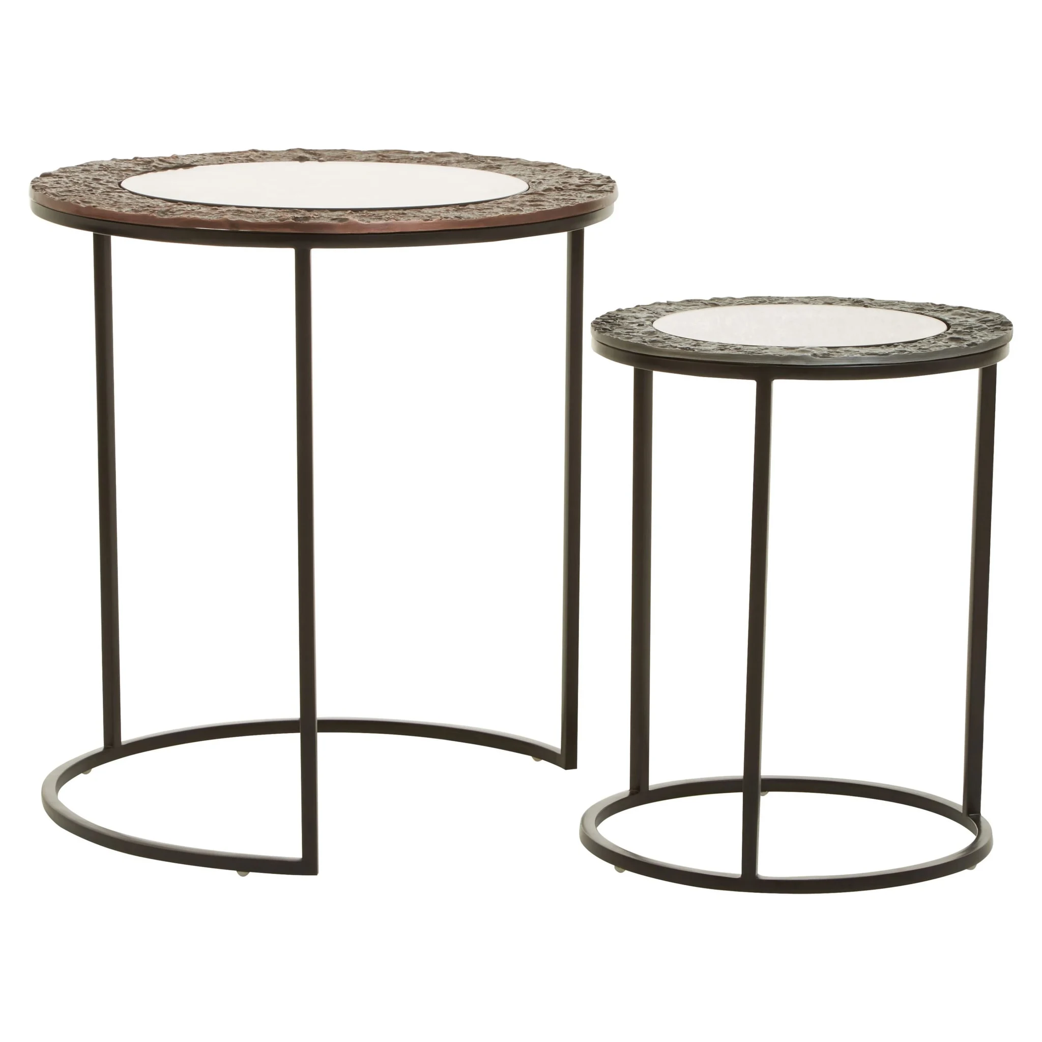 Akola Antique Finish Set Of 2 Round Nesting Tables - Tables, photo 3 of 8