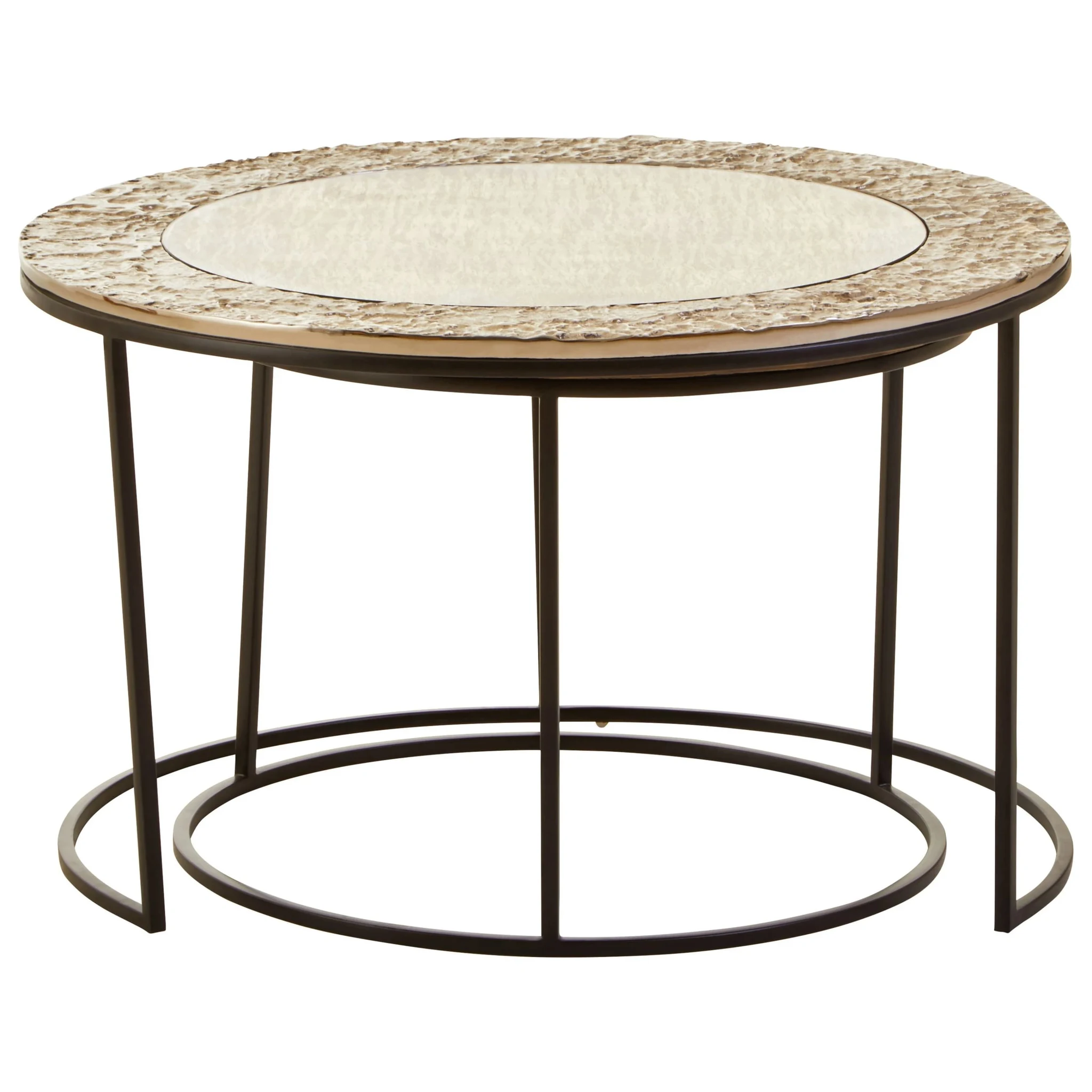 Akola Antique Finish Set Of 2 Nesting Coffee Tables - Tables, photo 2 of 8