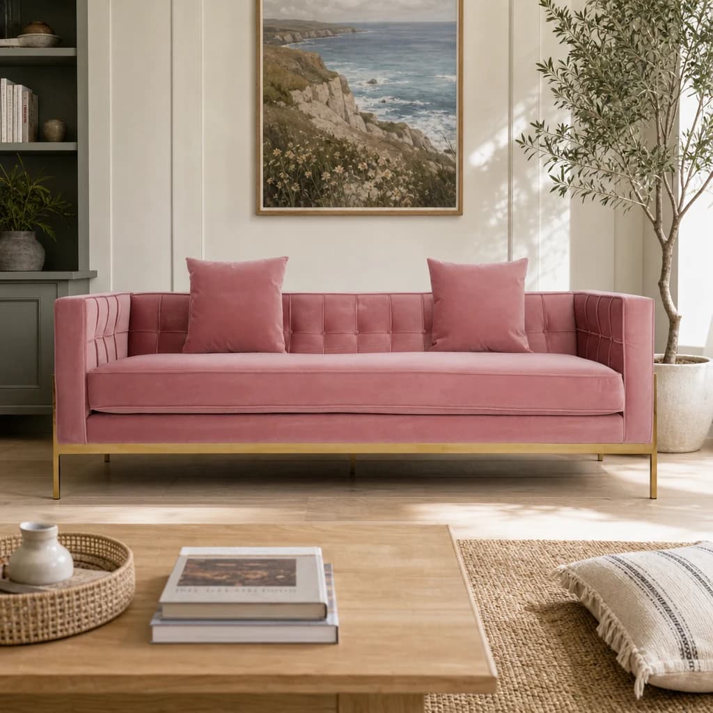 Rena 3 Seat Pink Sofa - Seating, photo 1 of 8