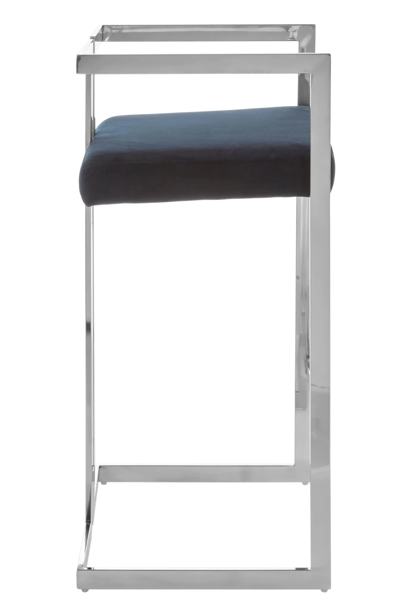 Azalea Black Velvet and Silver Frame Bar Chair - Seating, photo 4 of 7