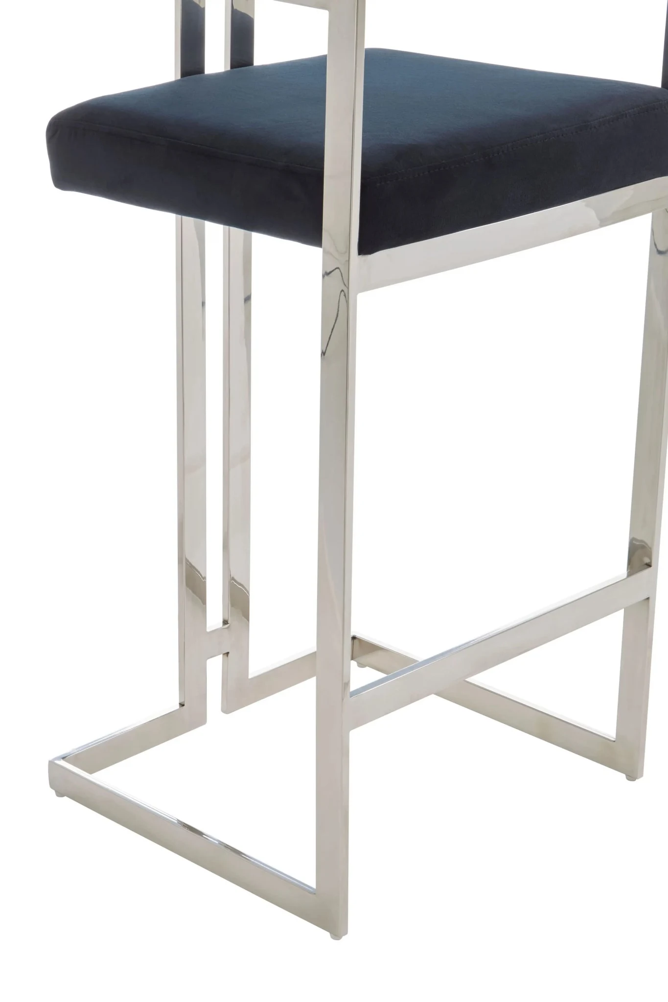 Azalea Black Velvet and Silver Frame Bar Chair - Seating, photo 6 of 7