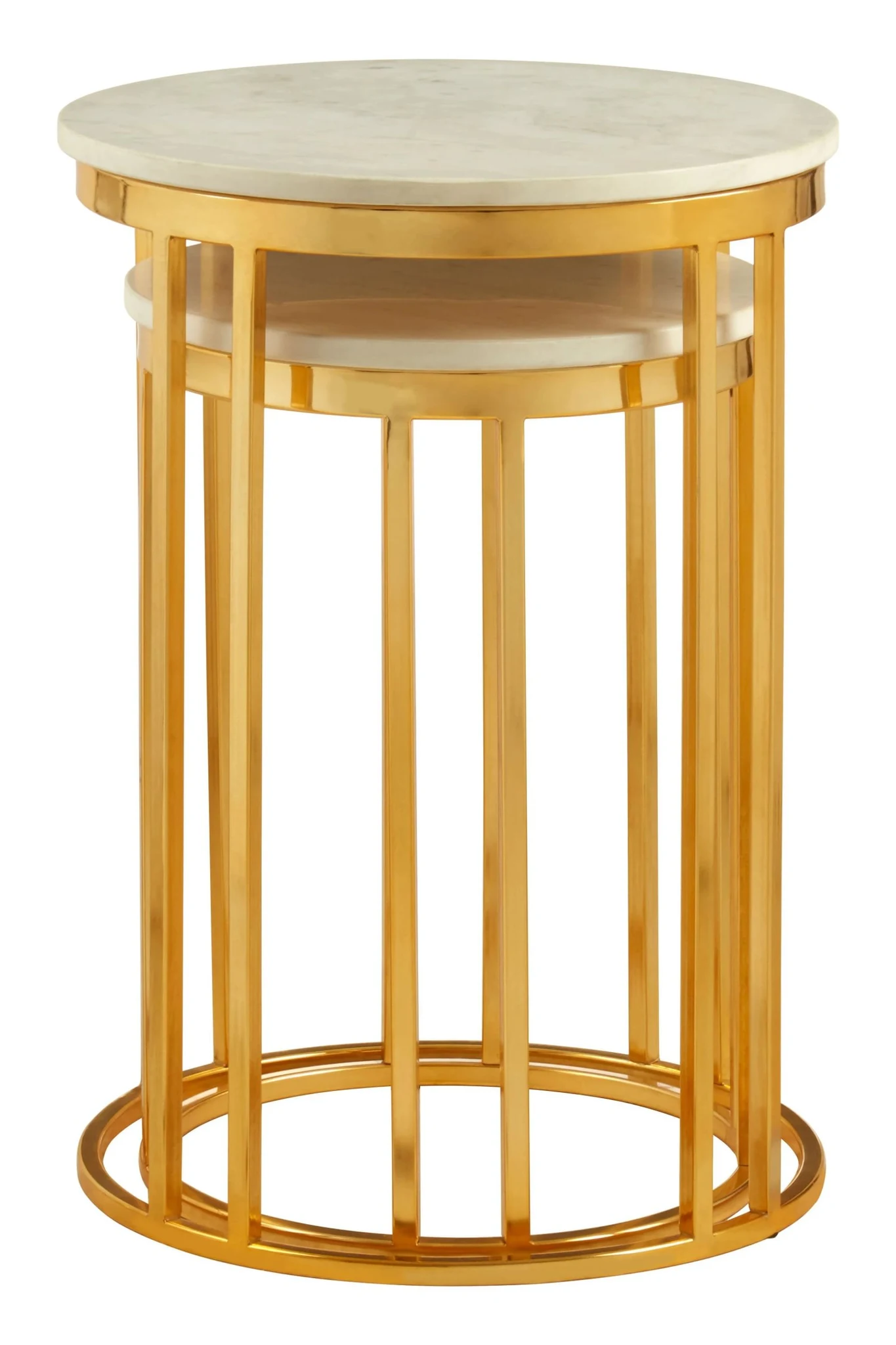Templar White Marble and Gold Set Of 2 Round Side Tables - Tables, photo 8 of 8