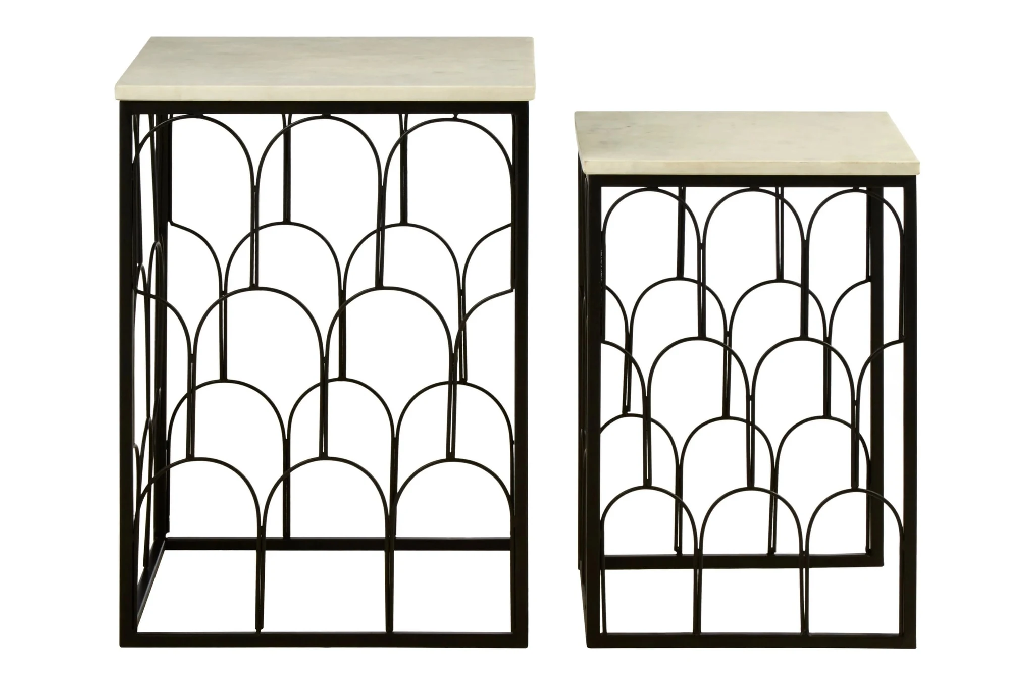 Templar White Marble and Black Base Set of 2 Nesting Tables - Tables, photo 2 of 6