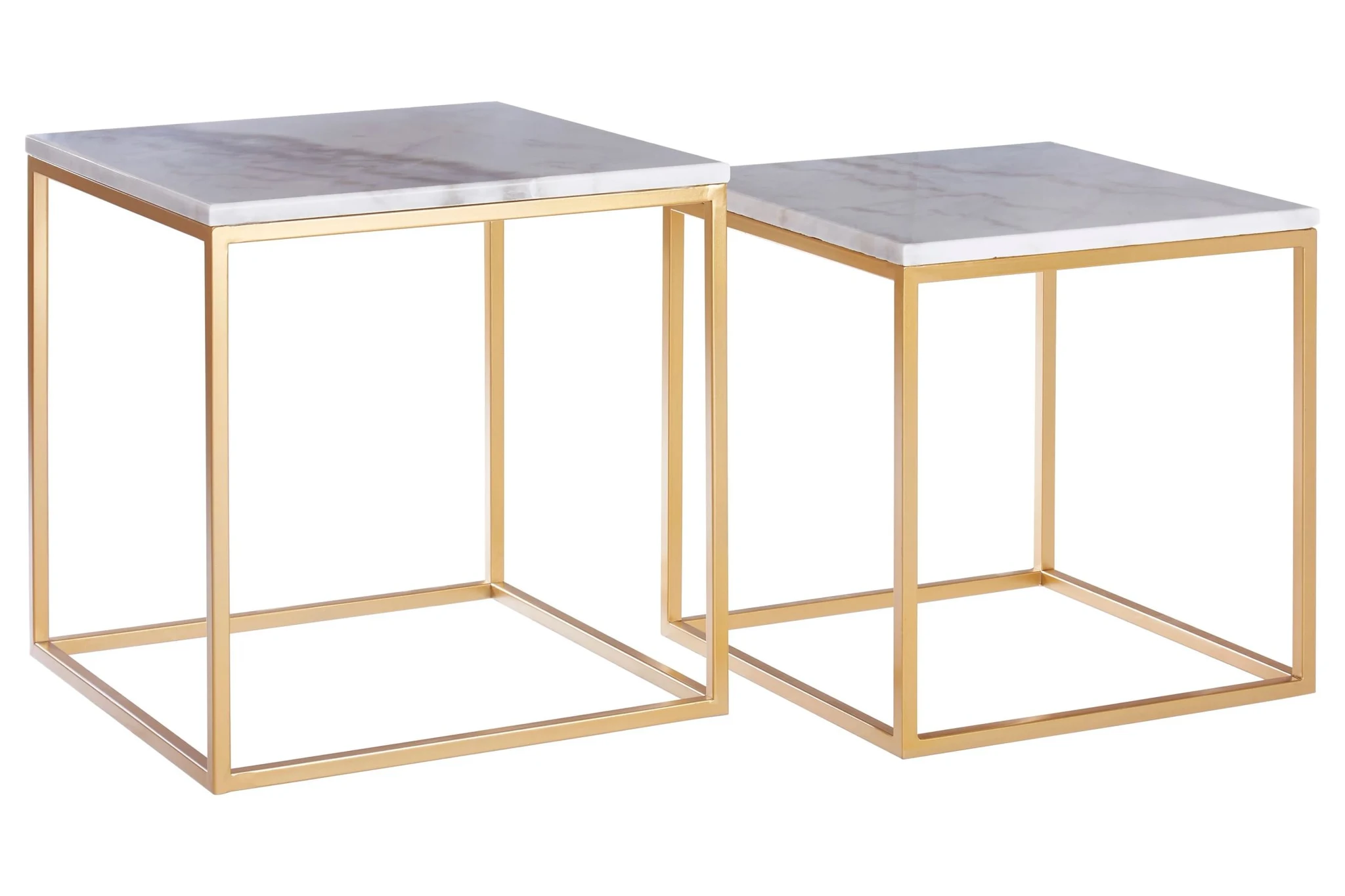 Avantis Set Of 2 Square Marble and Gold Nesting Tables - Tables, photo 2 of 5
