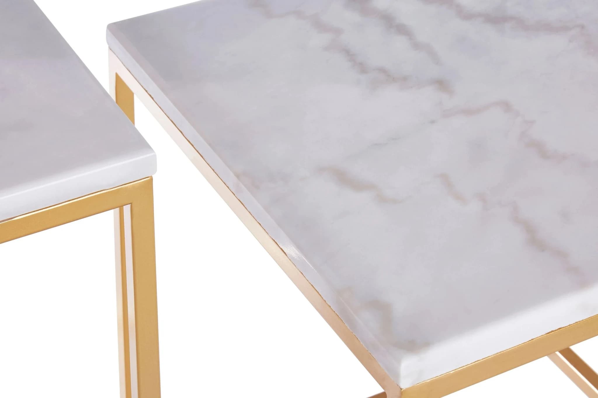 Avantis Set Of 2 Square Marble and Gold Nesting Tables - Tables, photo 5 of 5