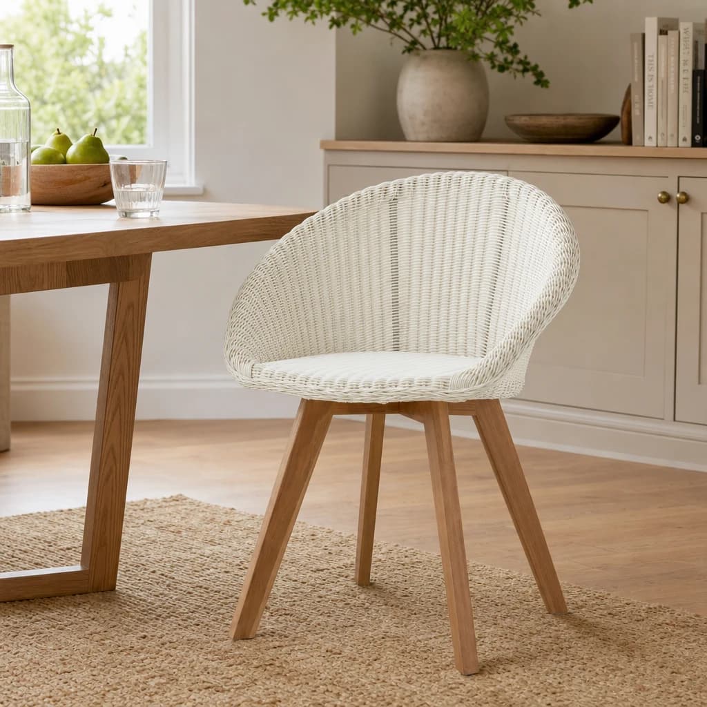 Lovina White Rattan Effect Dining Chair - Seating, photo 1 of 7