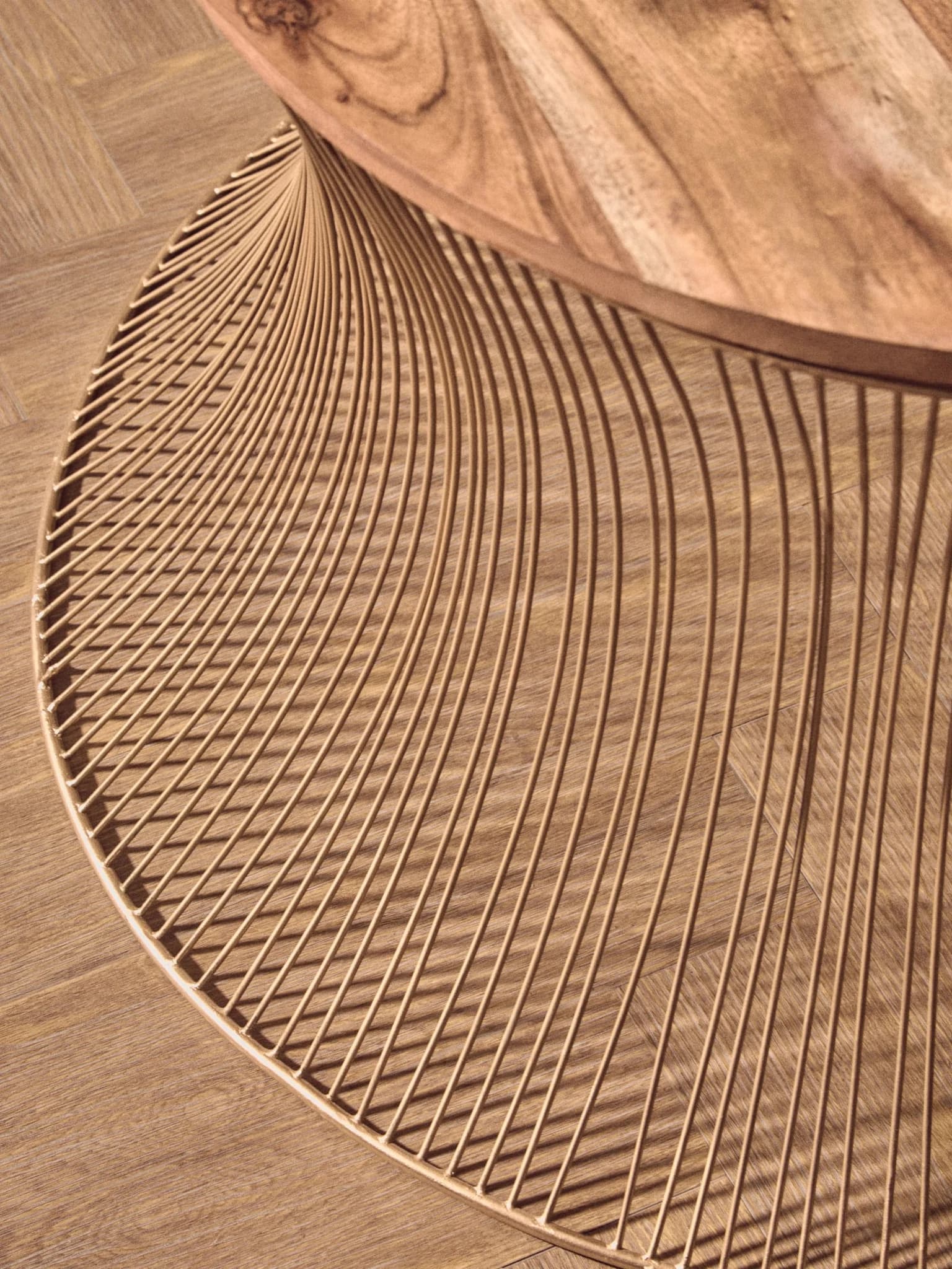 Templar Mango Wood and Gold Hourglass Round Coffee Table - Tables, photo 3 of 8