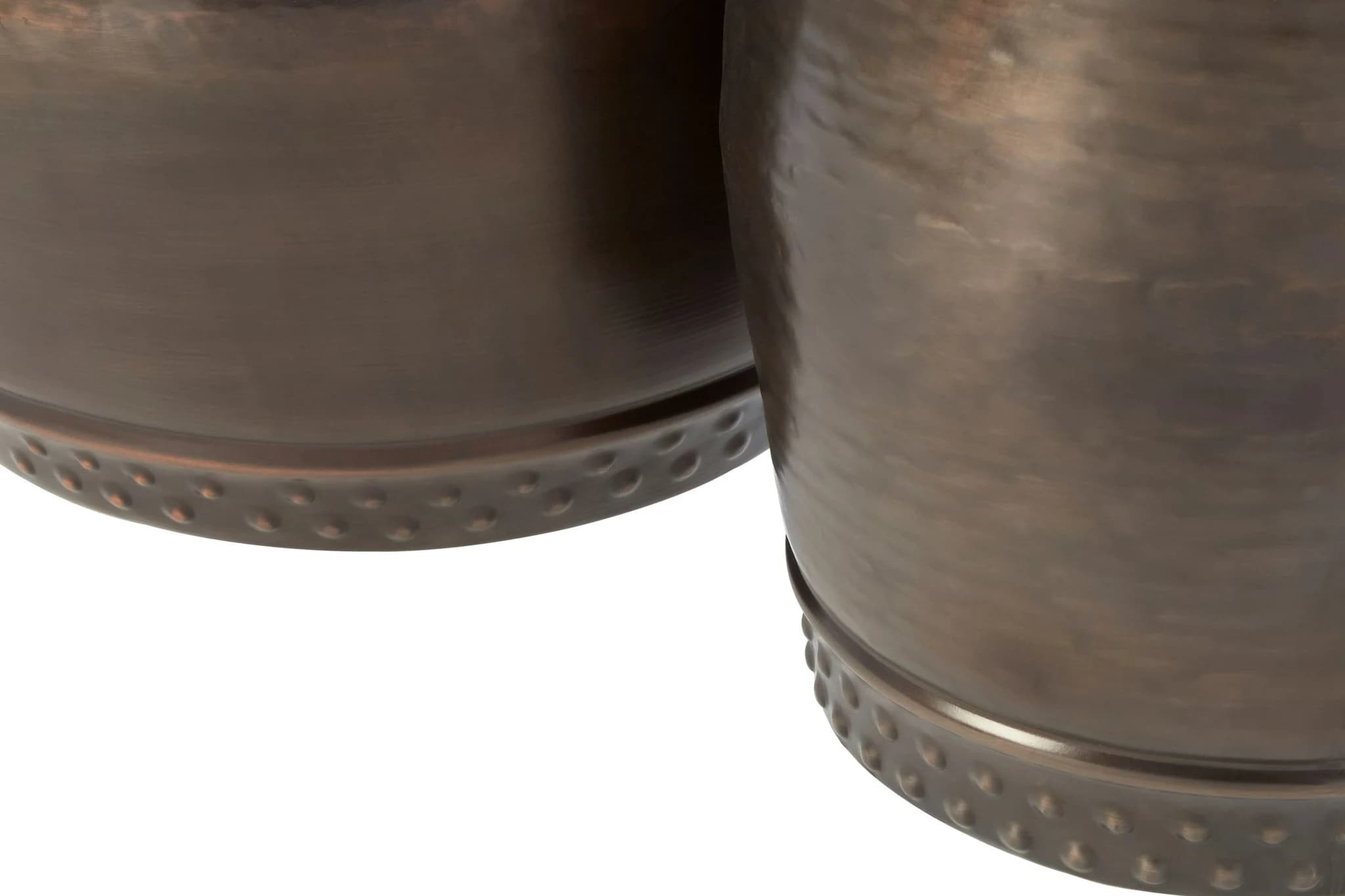 Reza Antique Bronze Finish Set of 2 Drum Style Stools and Side Tables - Seating, photo 4 of 5