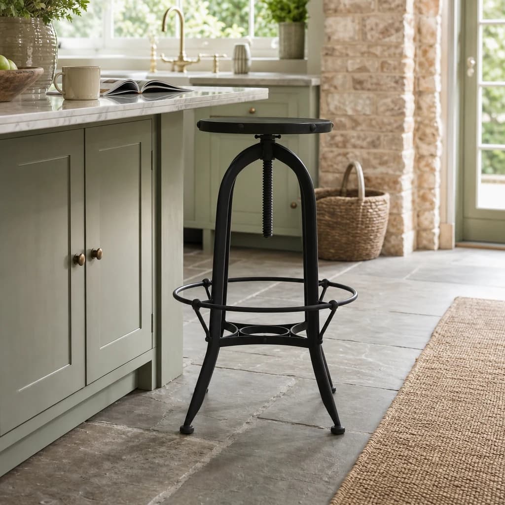 Vasco Green Marble and Black Finish Bar Stool - Seating, photo 1 of 5