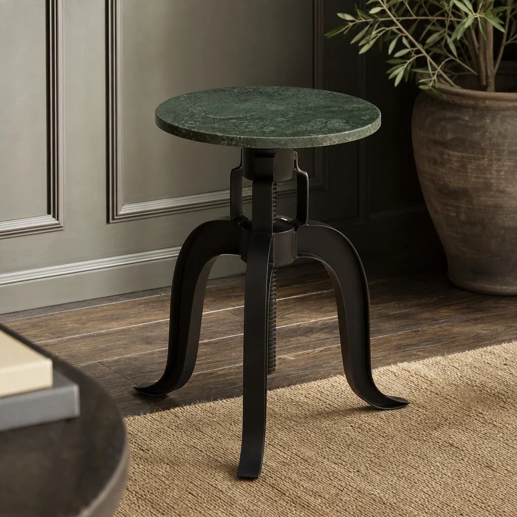 Vasco 3 Leg Bar Stool With Green Marble Top - Seating, photo 1 of 5