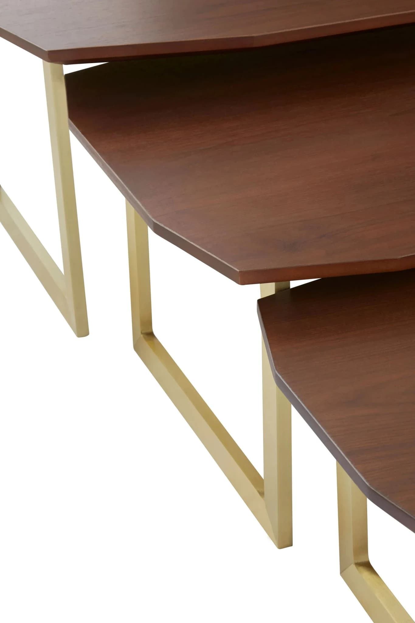 Villi Set of Three Wooden Nesting Side Tables with Gold Legs - Tables, photo 5 of 7