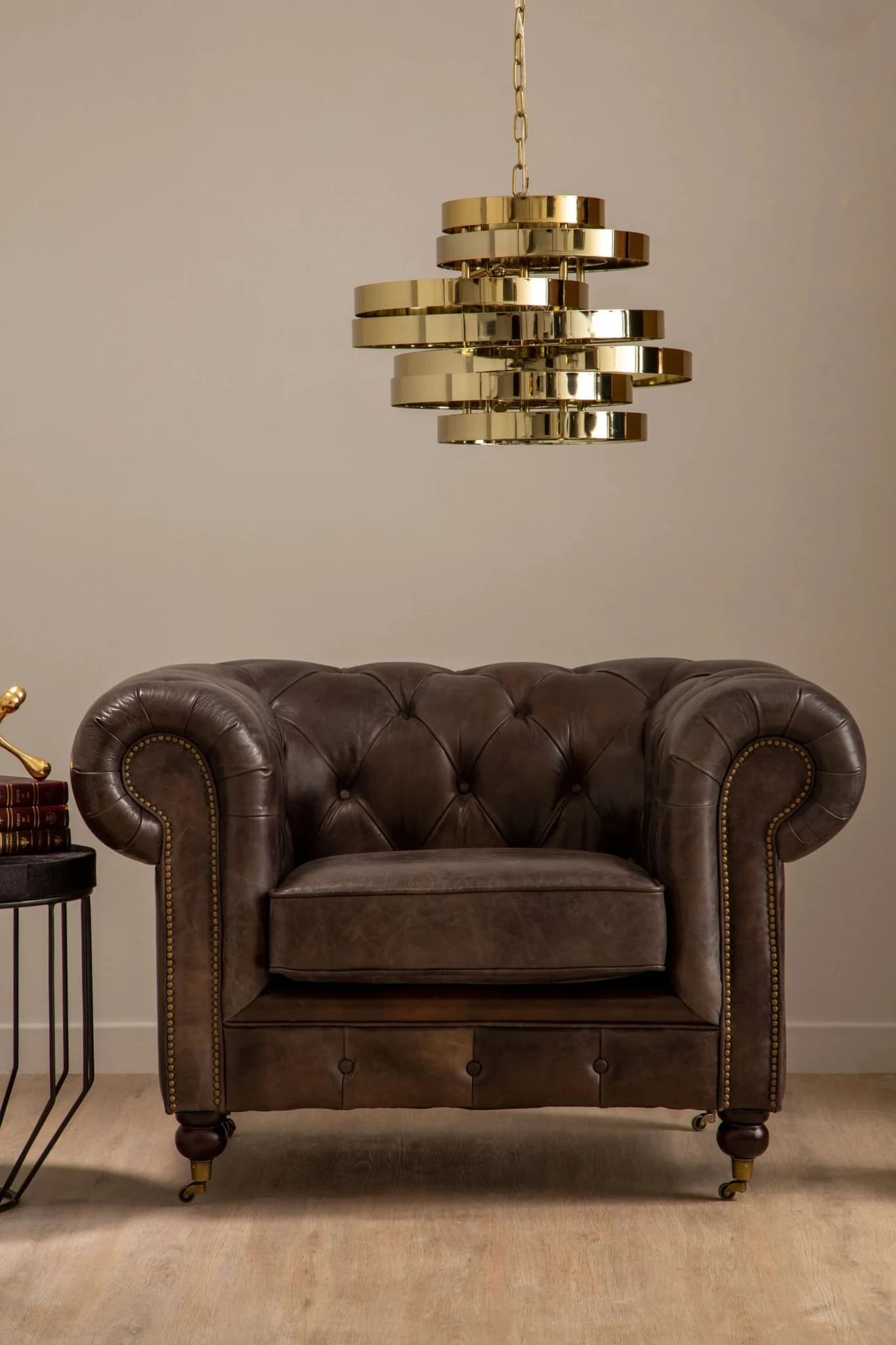 Victor Dark Grey Brown Leather Chesterfield Chair - Seating, photo 2 of 8