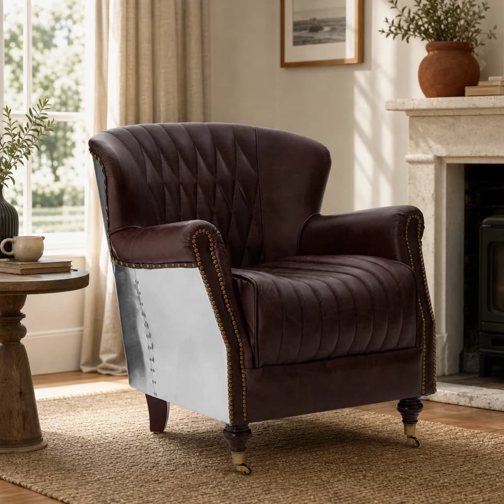 Victor Brown Leather Armchair - Seating, photo 1 of 8