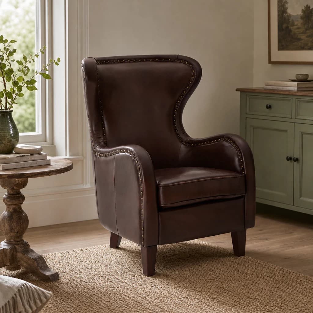 Victor Brown Leather Lounge Chair - Seating, photo 1 of 8