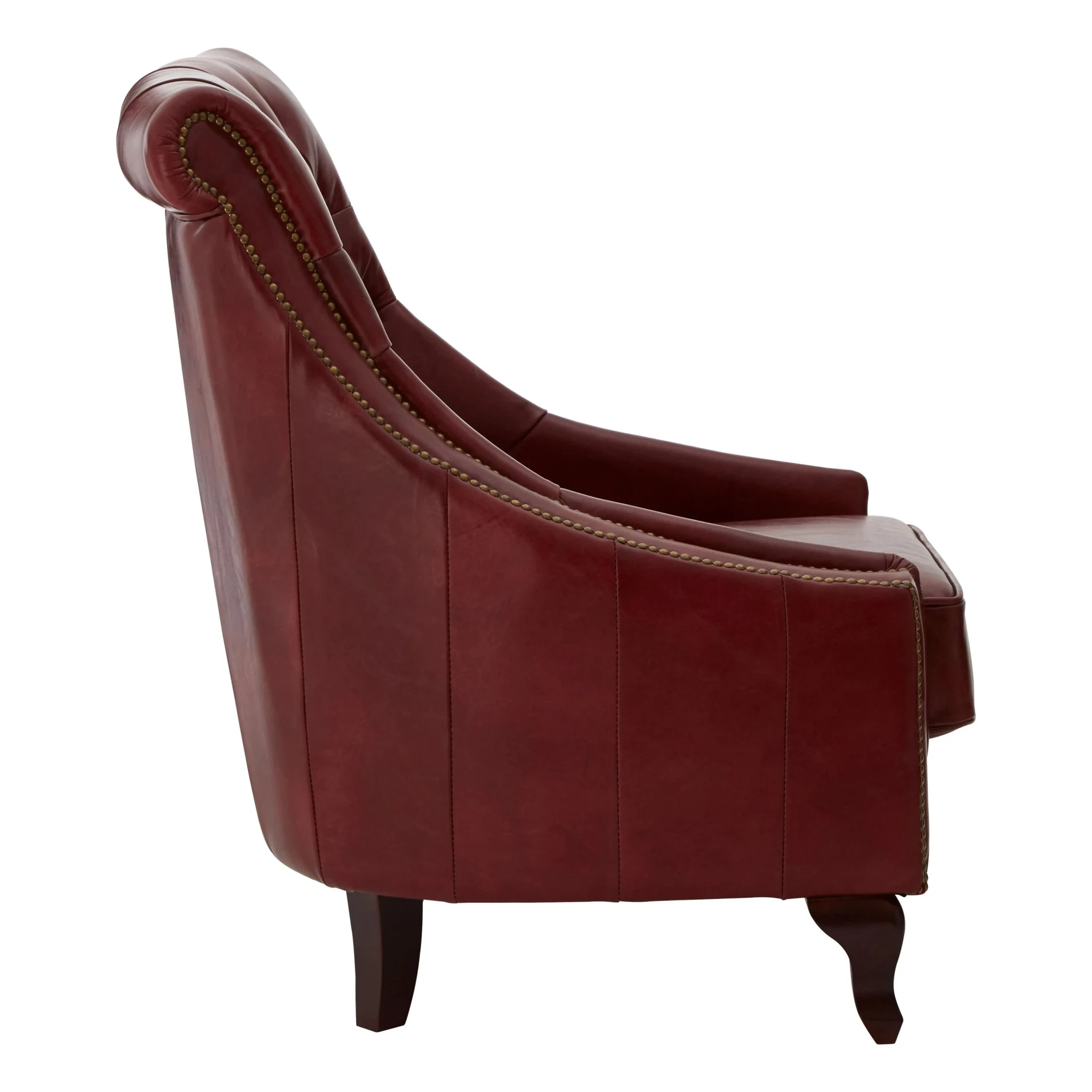 Victor Deep Red Leather Lounge Chair with Tufted Back - Seating, photo 5 of 8