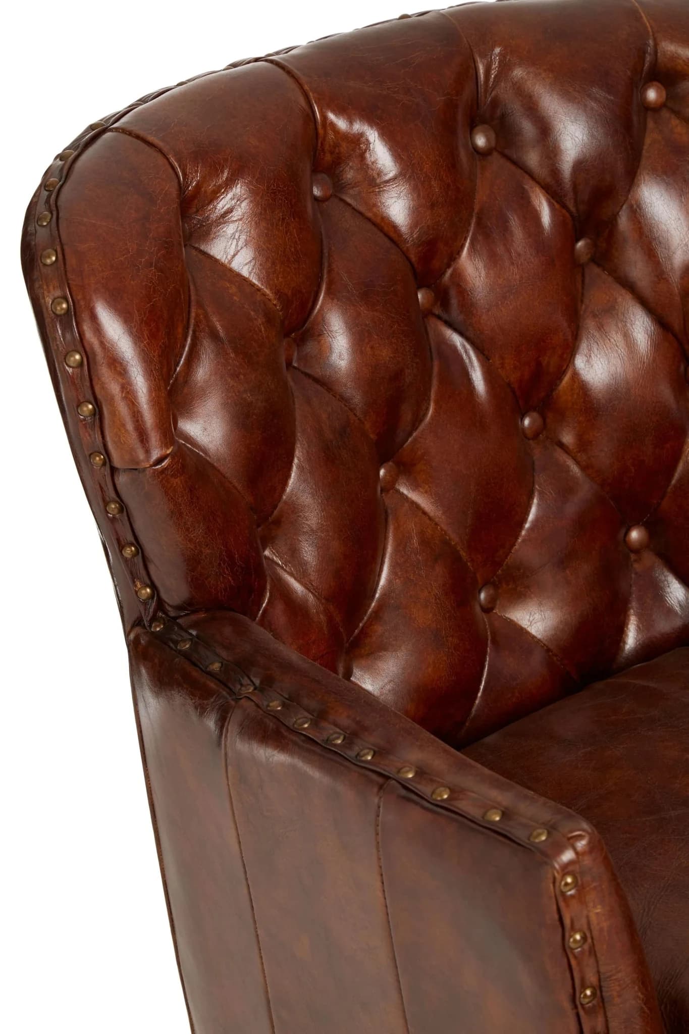 Victor Brown Leather Armchair with Button Tufted Back - Seating, photo 8 of 8