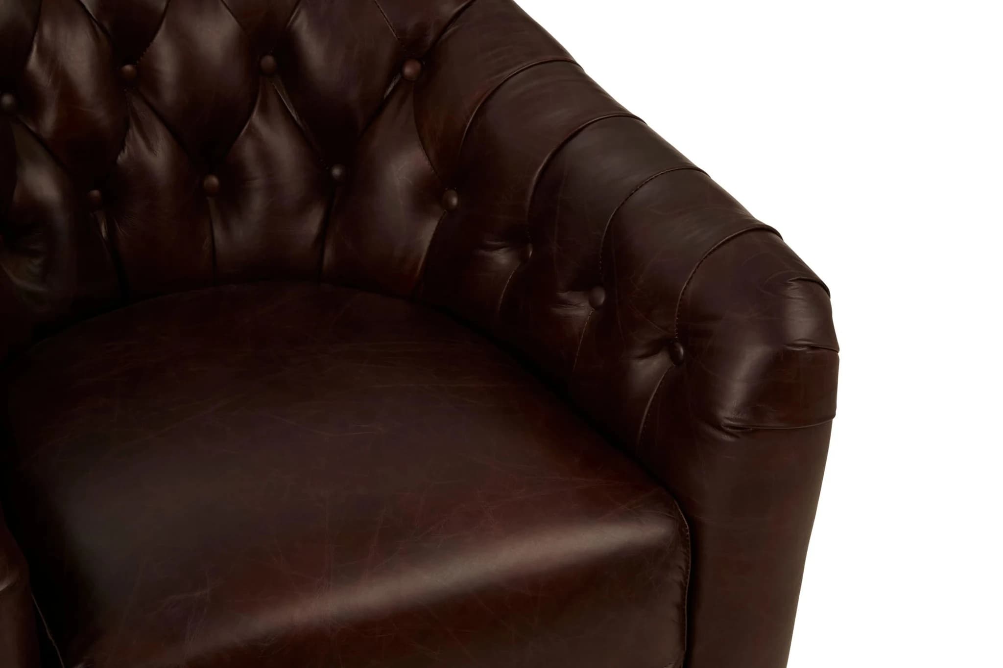 Victor Brown Leather Tub Chair - Seating, photo 7 of 8