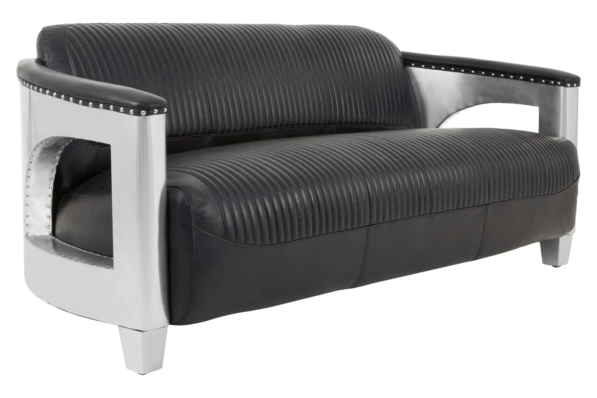 Victor 3 Seat Black Leather Sofa - Seating, photo 3 of 4