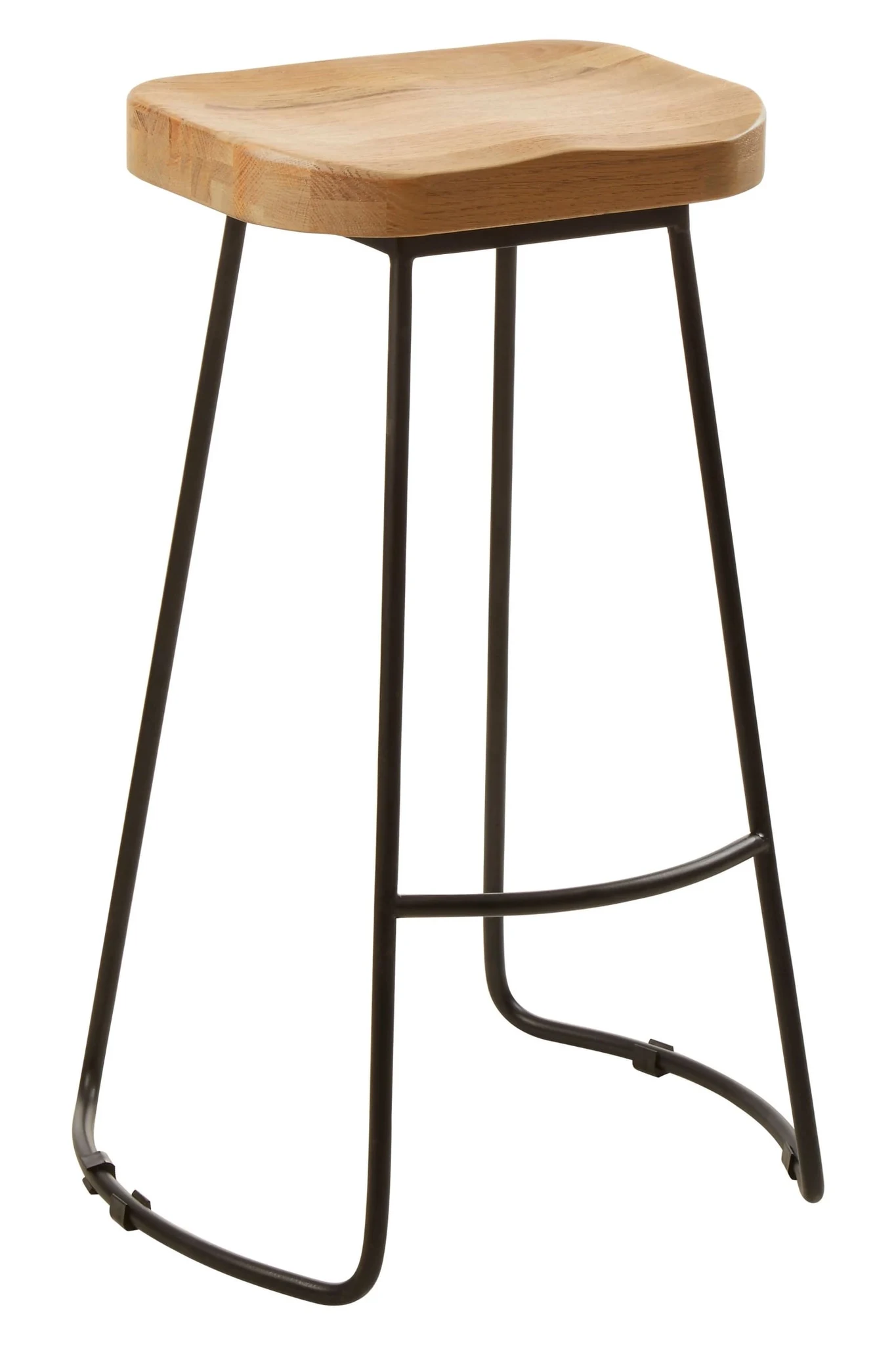 Lyon Oak Wood Saddle Seat Bar Stool with Black Legs - Seating, photo 5 of 7