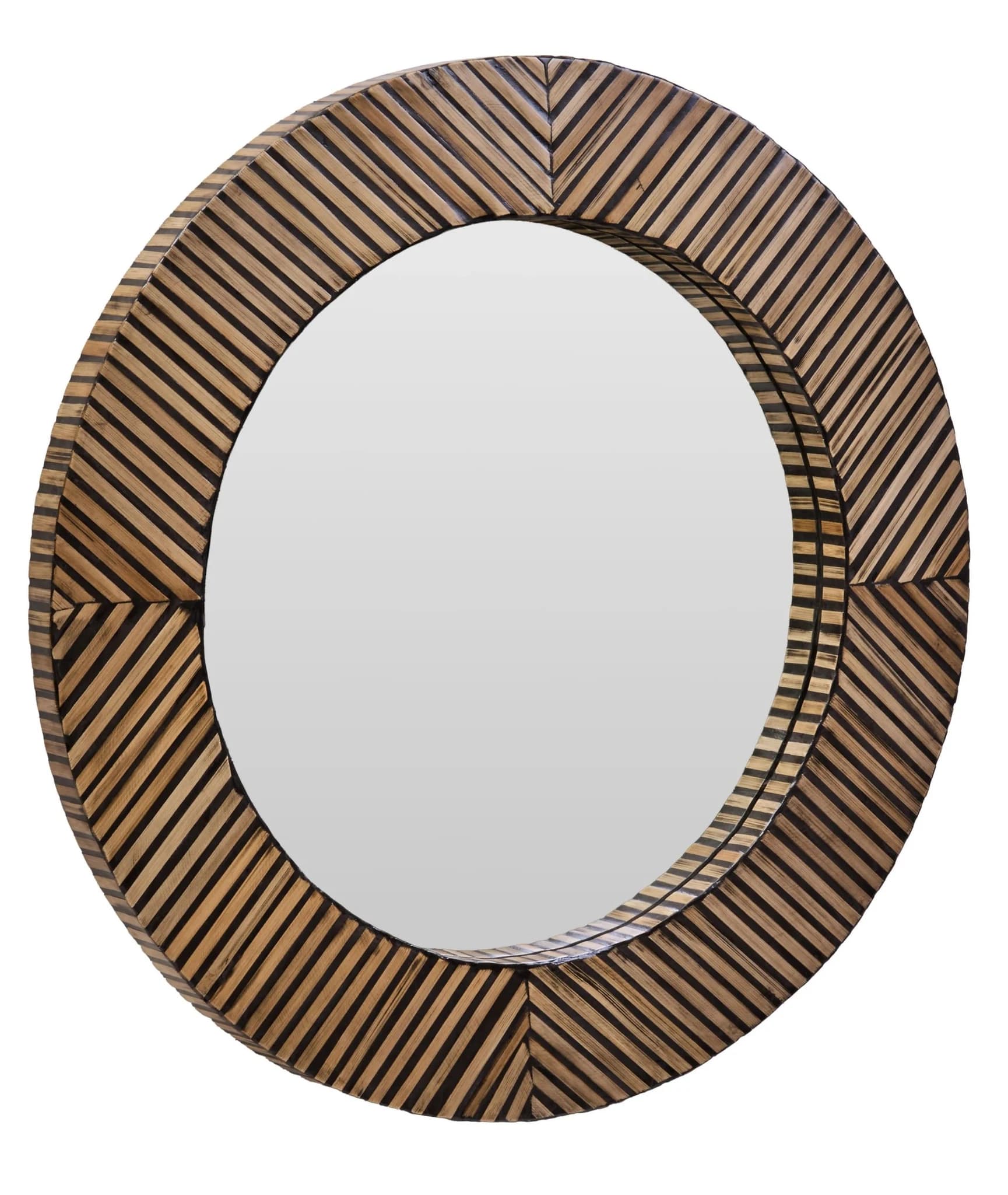 Bambusa Black Bamboo Inlay Round Wall Mirror - Decorative, photo 2 of 6