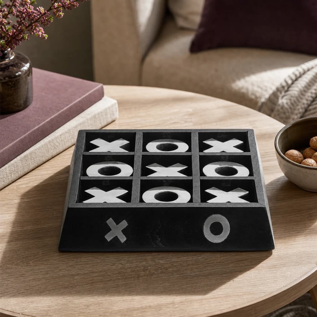 Churchill Games Black Acacia Wood Noughts and Crosses - Decorative, photo 1 of 7