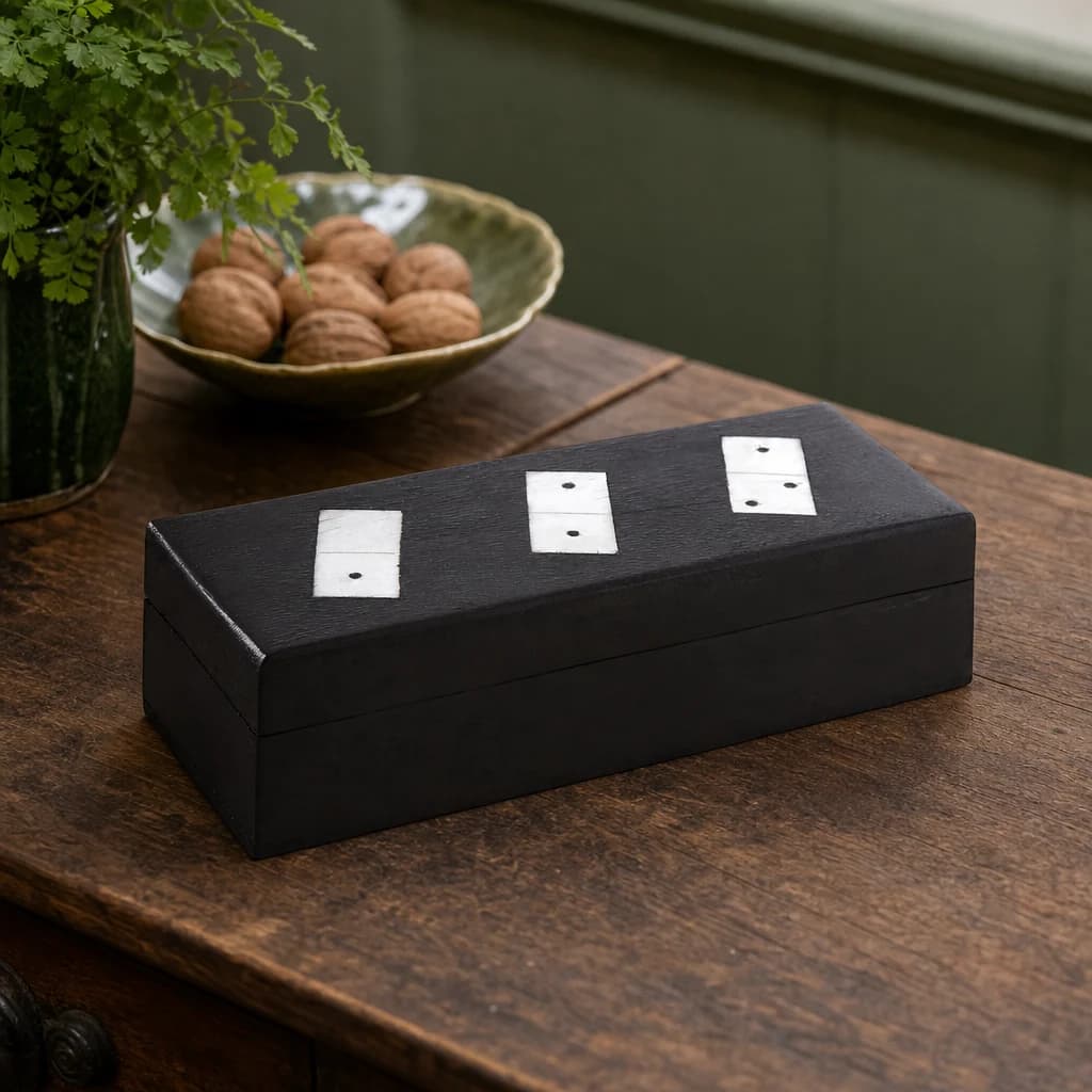 Churchill Games Black Mango Wood Domino Set - Decorative, photo 1 of 2