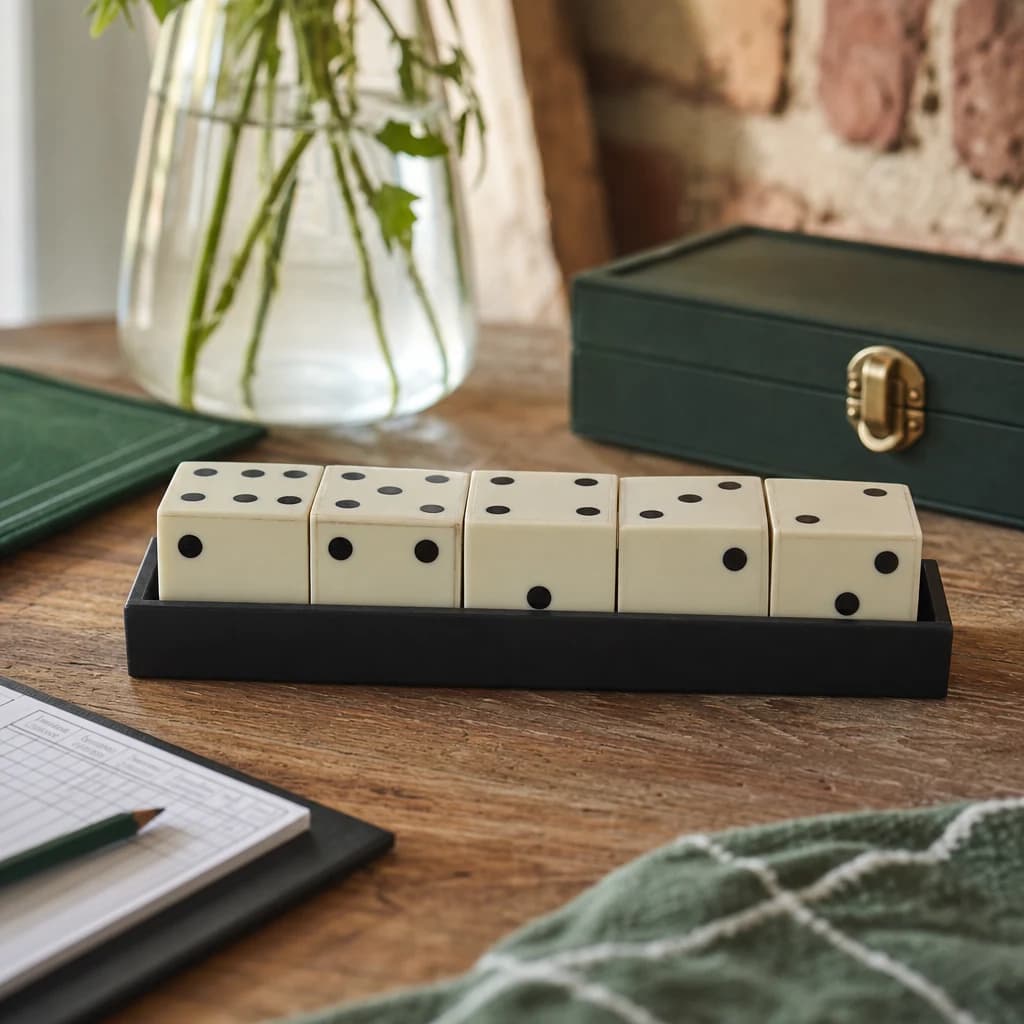 Churchill Games White and Black 5 Dice Set - Decorative, photo 1 of 3