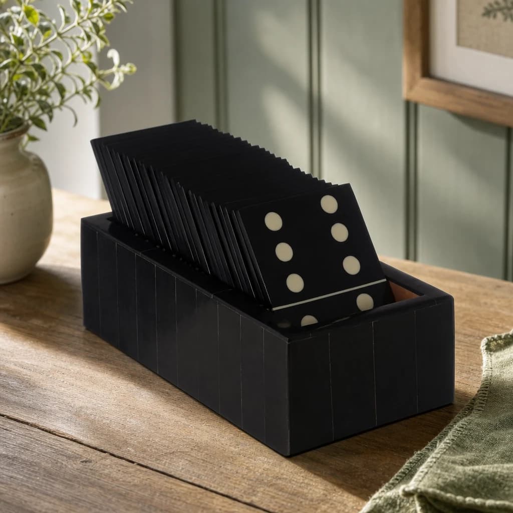 Churchill Games Black Domino Set with Black Dominoes - Decorative, photo 1 of 2