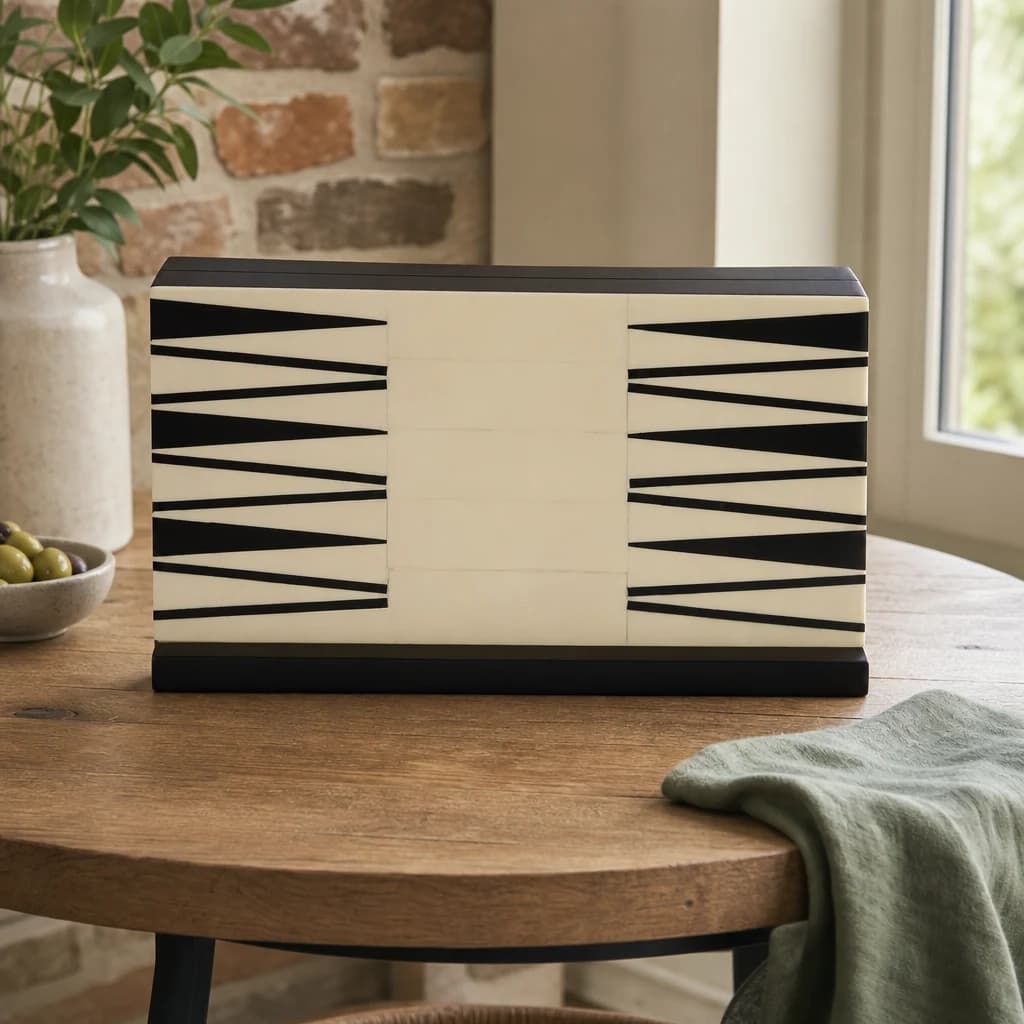 Churchill Games Black and White Foldable Backgammon Set - Decorative, photo 1 of 3