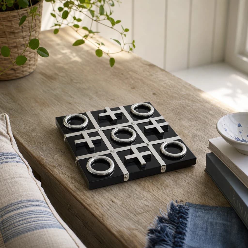 Flos Black And Silver Tic Tac Toe Game - Decorative, photo 1 of 8