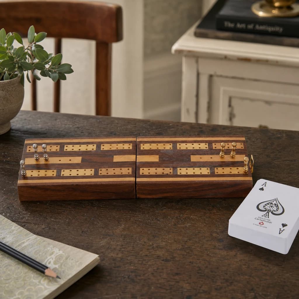 Churchill Games Sheesham Wood Cribbage Set - Decorative, photo 1 of 8